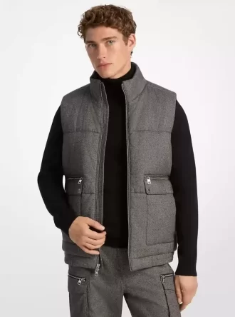 Houndstooth Cotton Puffer Vest