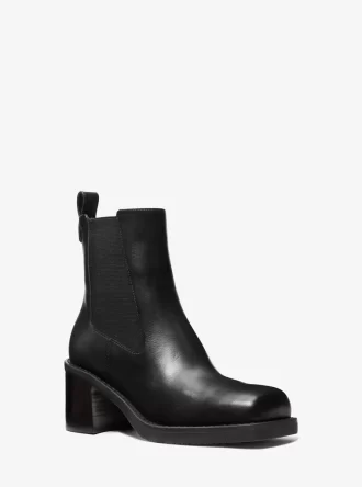 Houston Leather Block Heel Ankle Boot