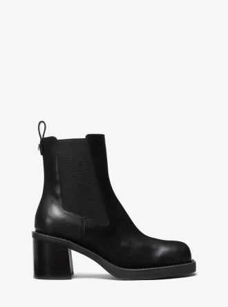Houston Leather Block Heel Ankle Boot