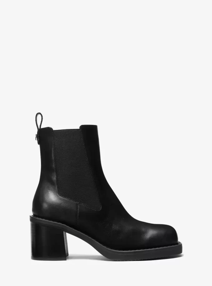 Houston Leather Block Heel Ankle Boot