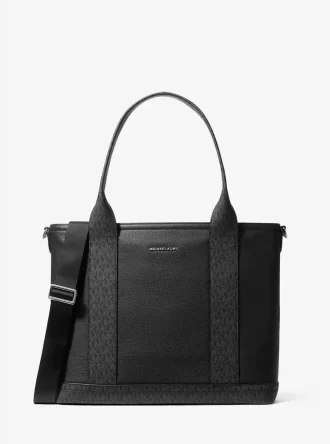 Hudson Leather and Signature Logo Work Tote Bag