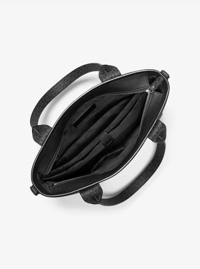 Hudson Leather and Signature Logo Work Tote Bag