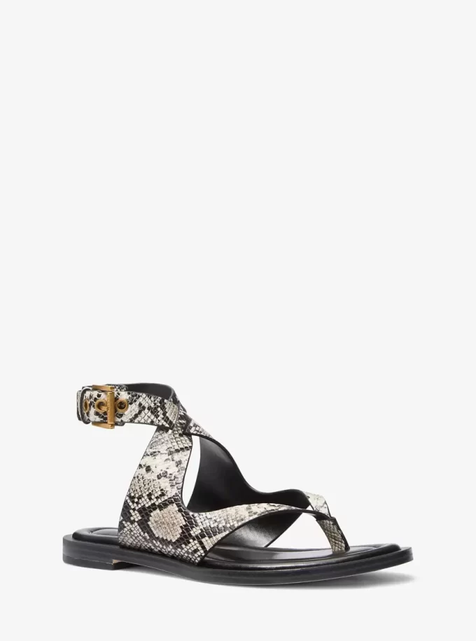 Irene Snake Embossed Leather Wrap Sandal Irene Snake Embossed Leather Wrap Sandal