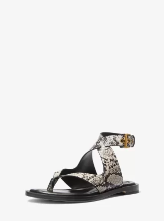 Irene Snake Embossed Leather Wrap Sandal