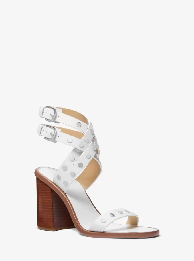 Irene Studded Leather Block Heel Sandal Irene Studded Leather Block Heel Sandal