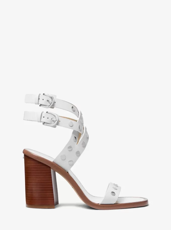 Irene Studded Leather Block Heel Sandal Irene Studded Leather Block Heel Sandal