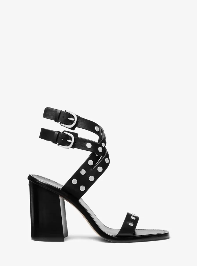 Irene Studded Leather Block Heel Sandal Irene Studded Leather Block Heel Sandal