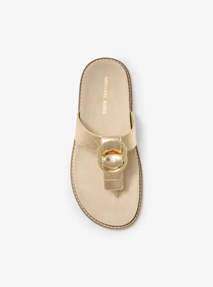 Jaden Crackled Metallic Leather Thong Sandal Jaden Crackled Metallic Leather Thong Sandal