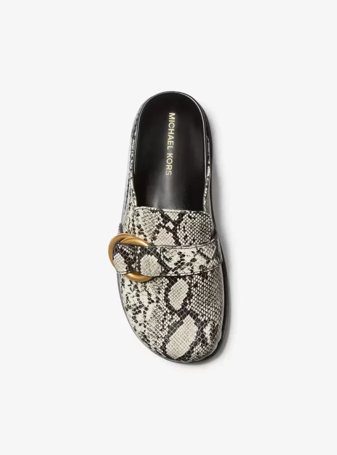 Jaden Snake Embossed Leather Clog