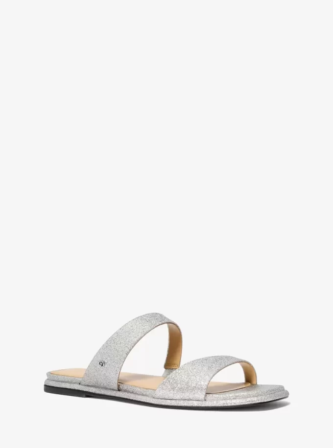 Jaida Glitter Embellished Leather Sandal