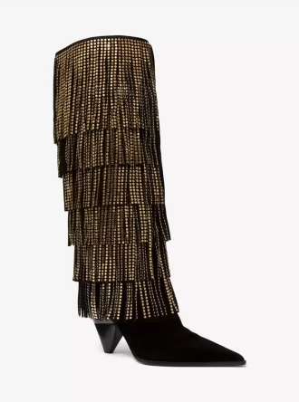 Jayla Embellished Suede Fringed Boot