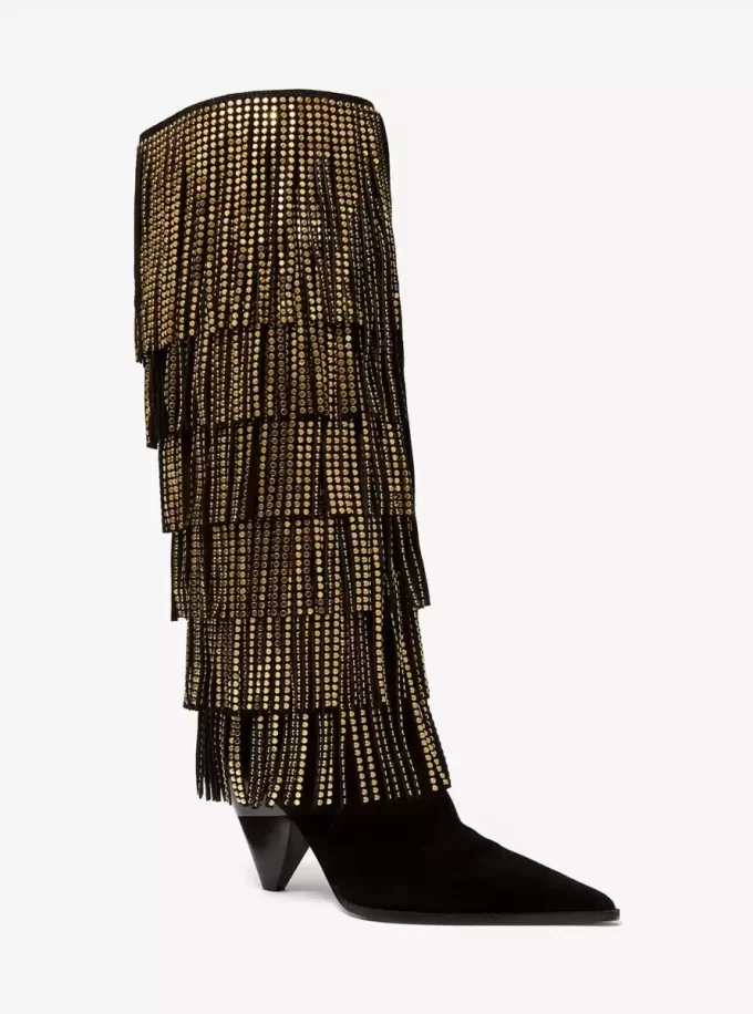 Jayla Embellished Suede Fringed Boot Jayla Embellished Suede Fringed Boot