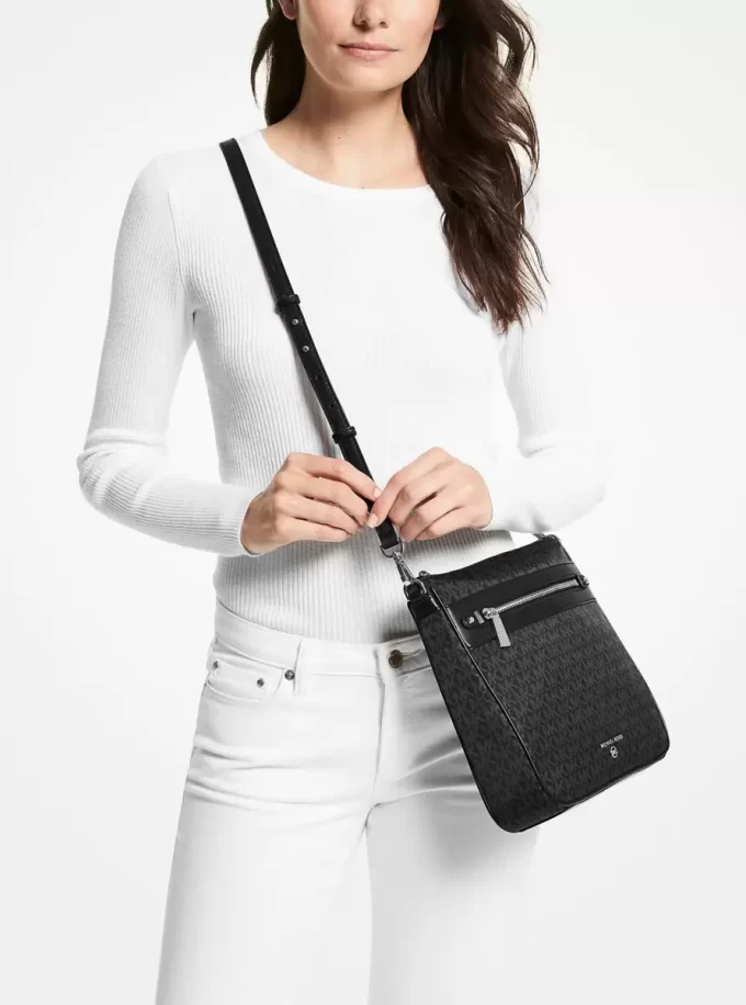 Jet Set Large Logo Print Woven Crossbody Bag Jet Set Large Logo Print Woven Crossbody Bag