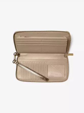 Jet Set Large Metallic Logo Debossed Continental Wallet