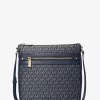 Jet Set Large Signature Logo Print Woven Crossbody Bag