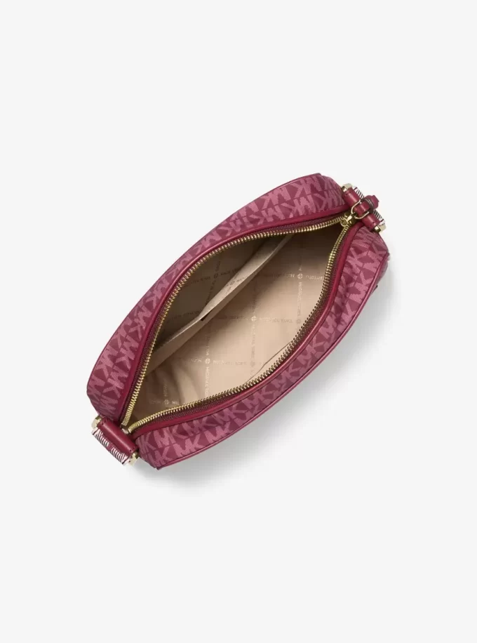 Jet Set Large Signature Logo Print Woven Crossbody Bag