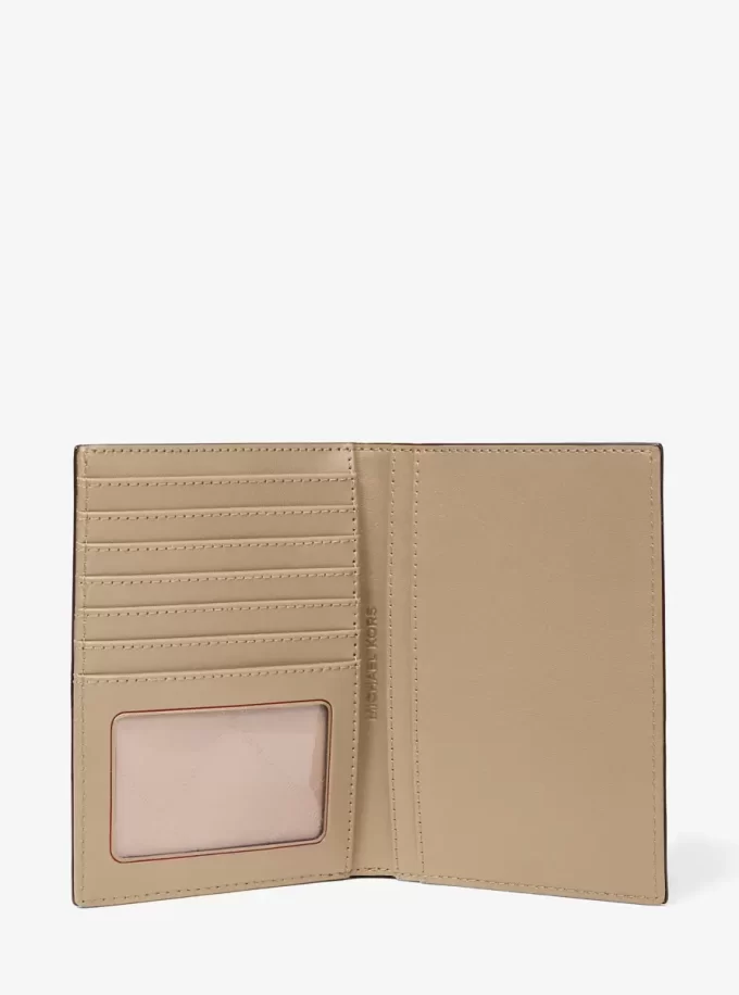 Jet Set Medium Metallic Logo Debossed Passport Wallet