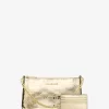 Jet Set Medium Metallic Logo Debossed Pochette and Card Case Gift Set