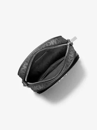 Jet Set Medium Metallic Signature Logo Crossbody Bag