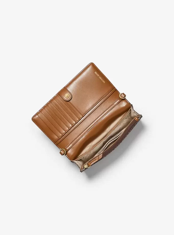 Jet Set Small Logo Print Woven Smartphone Crossbody Bag