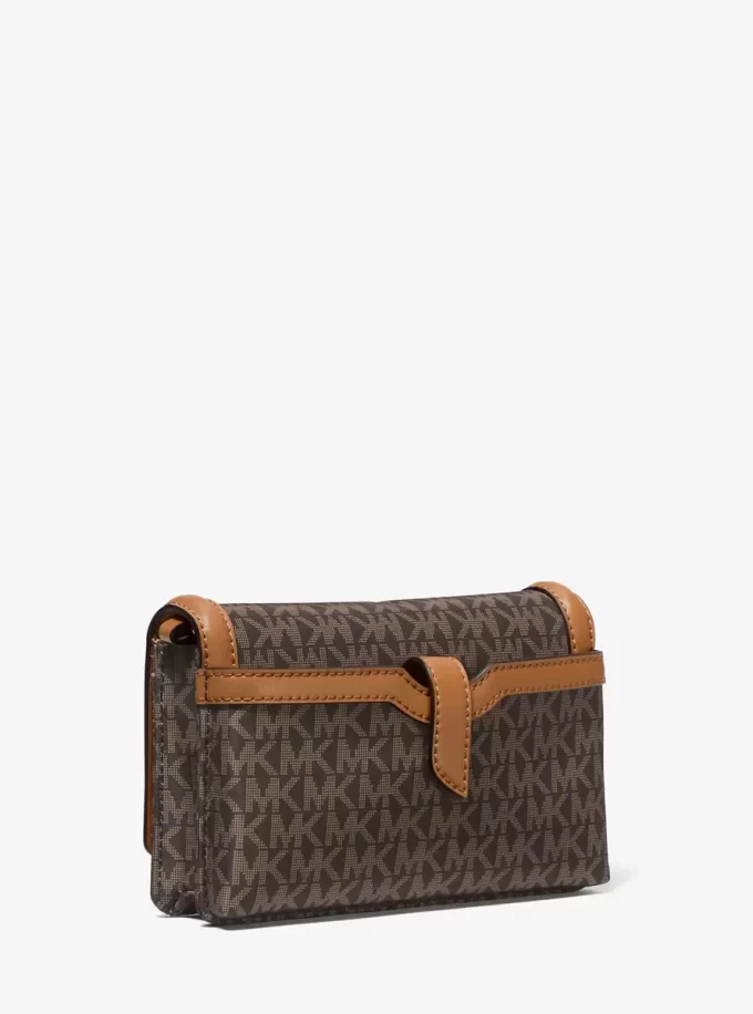 Jet Set Small Logo Print Woven Smartphone Crossbody Bag