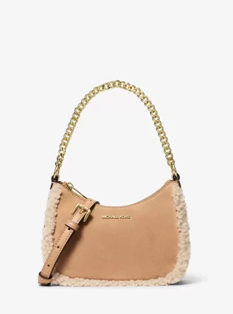 Jet Set Small Suede and Faux Shearling Convertible Crossbody Bag