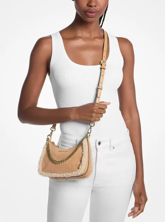 Jet Set Small Suede and Faux Shearling Convertible Crossbody Bag