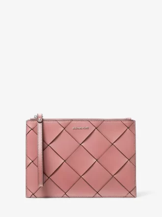 Jet Set Travel Extra-Large Woven Leather Wristlet