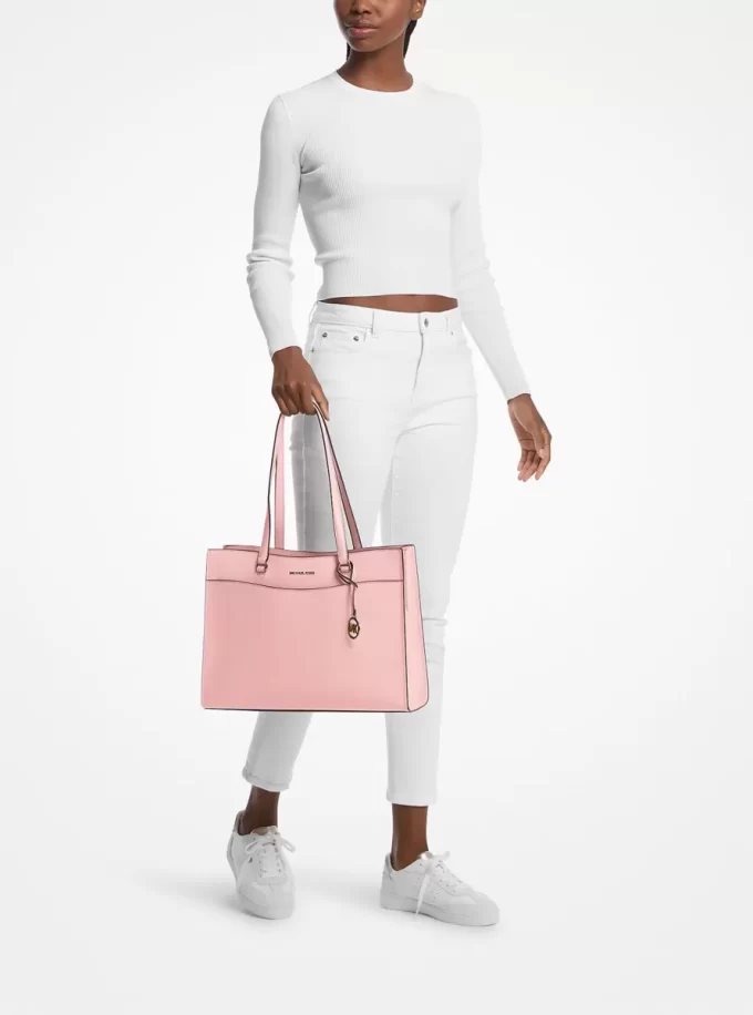 Jet Set Travel Large Saffiano Leather Pocket Tote Bag Jet Set Travel Large Saffiano Leather Pocket Tote Bag