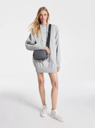 Shoulder Pad Cotton Blend Hoodie Dress