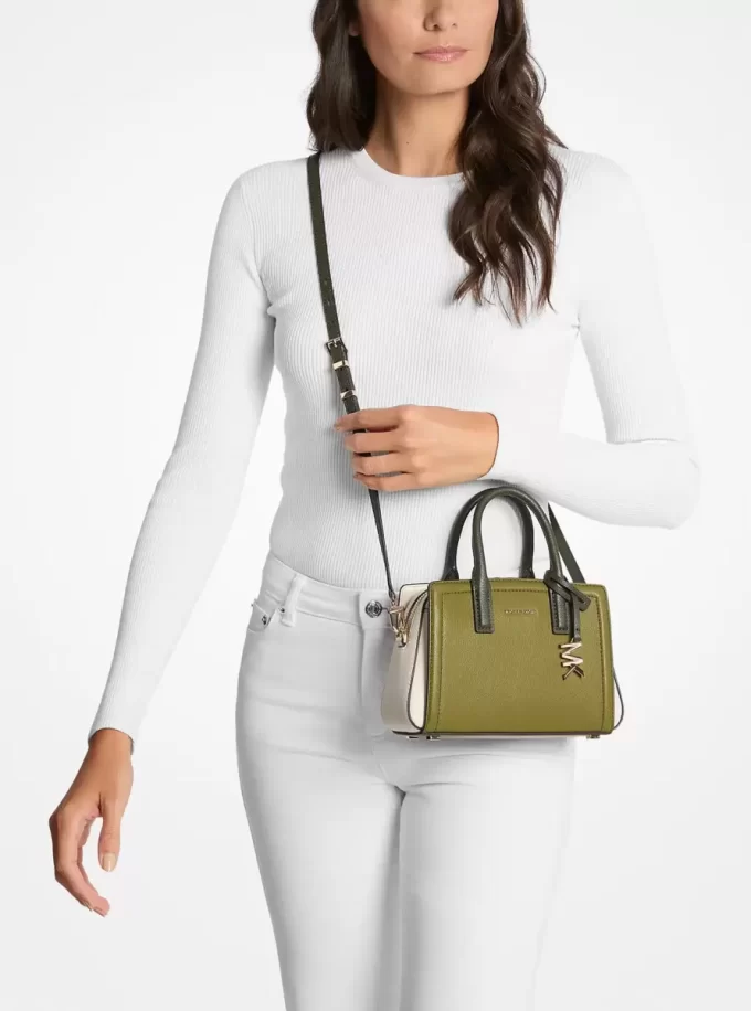 Laila Extra-Small Color-Block Pebbled Leather Crossbody Bag