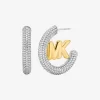 Large Pavé Logo Charm Two-Tone Hoop Earrings Large Pavé Logo Charm Two-Tone Hoop Earrings