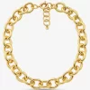 Large Precious Metal-Plated Brass Chain Link Necklace Large Precious Metal-Plated Brass Chain Link Necklace