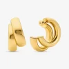 Large Precious Metal-Plated Brass Double Hoop Earrings