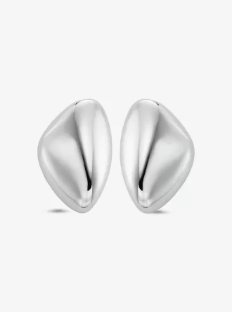 Large Precious Metal-Plated Brass Pebble Earrings