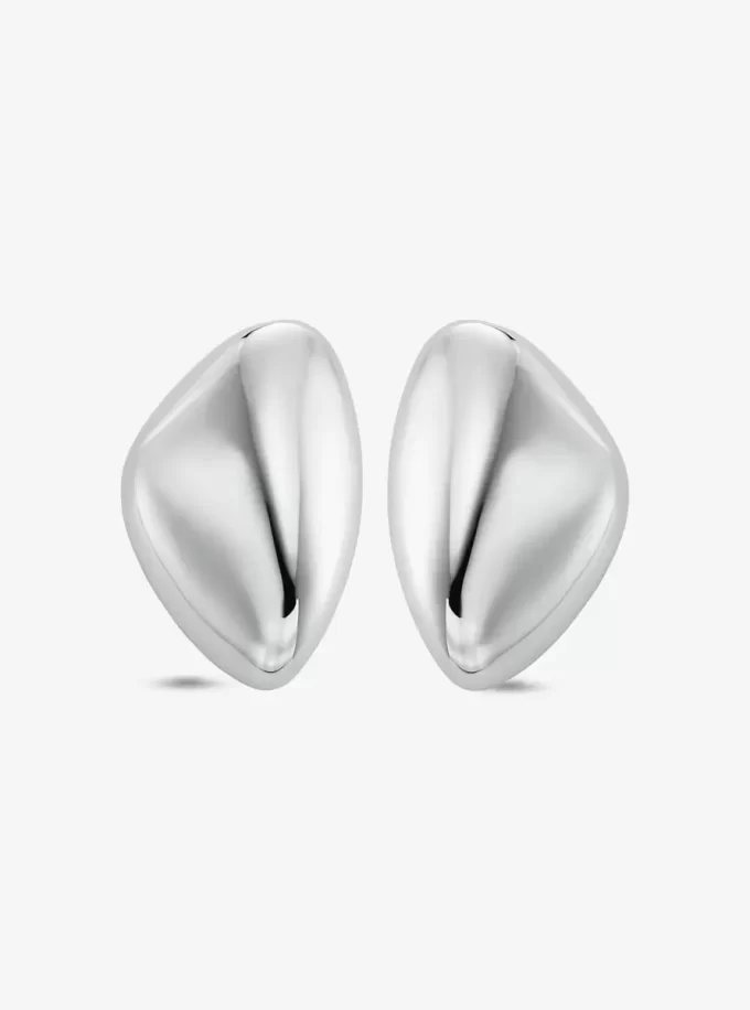 Large Precious Metal-Plated Brass Pebble Earrings