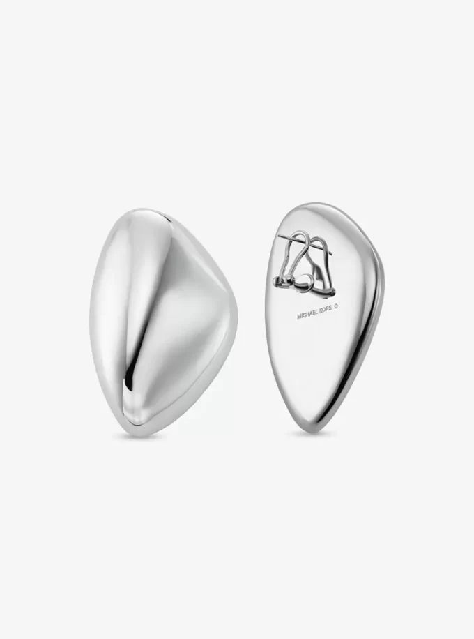 Large Precious Metal-Plated Brass Pebble Earrings