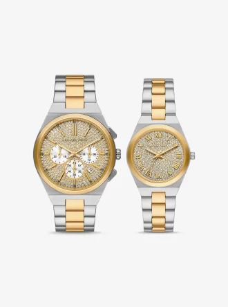 Lennox His and Hers Pavé Two-Tone Watch Set Lennox His and Hers Pavé Two-Tone Watch Set