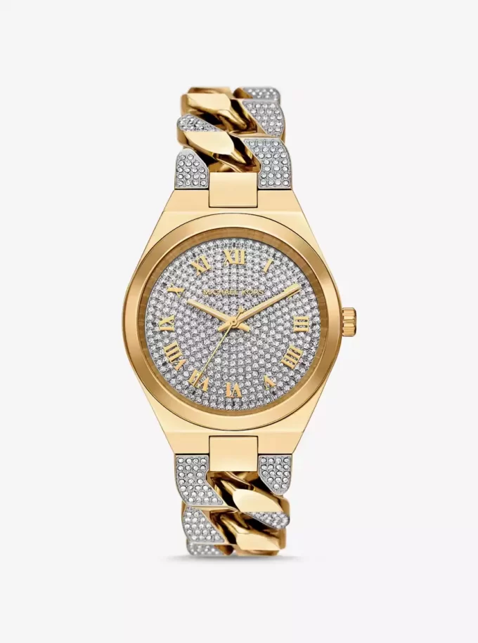 Lennox Pavé Gold-Tone Curb-Link Watch Lennox Pavé Gold-Tone Curb-Link Watch