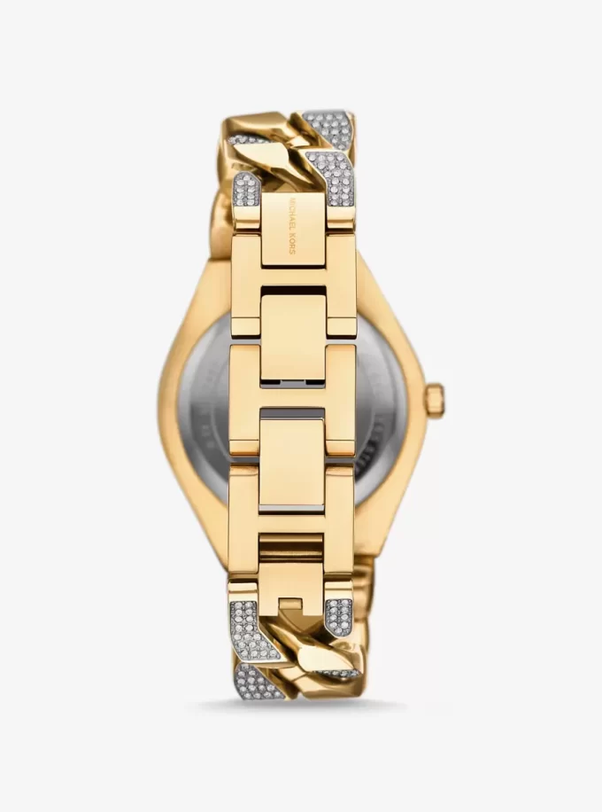 Lennox Pavé Gold-Tone Curb-Link Watch Lennox Pavé Gold-Tone Curb-Link Watch