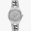 Lennox Pavé Silver-Tone Curb-Link Watch Lennox Pavé Silver-Tone Curb-Link Watch