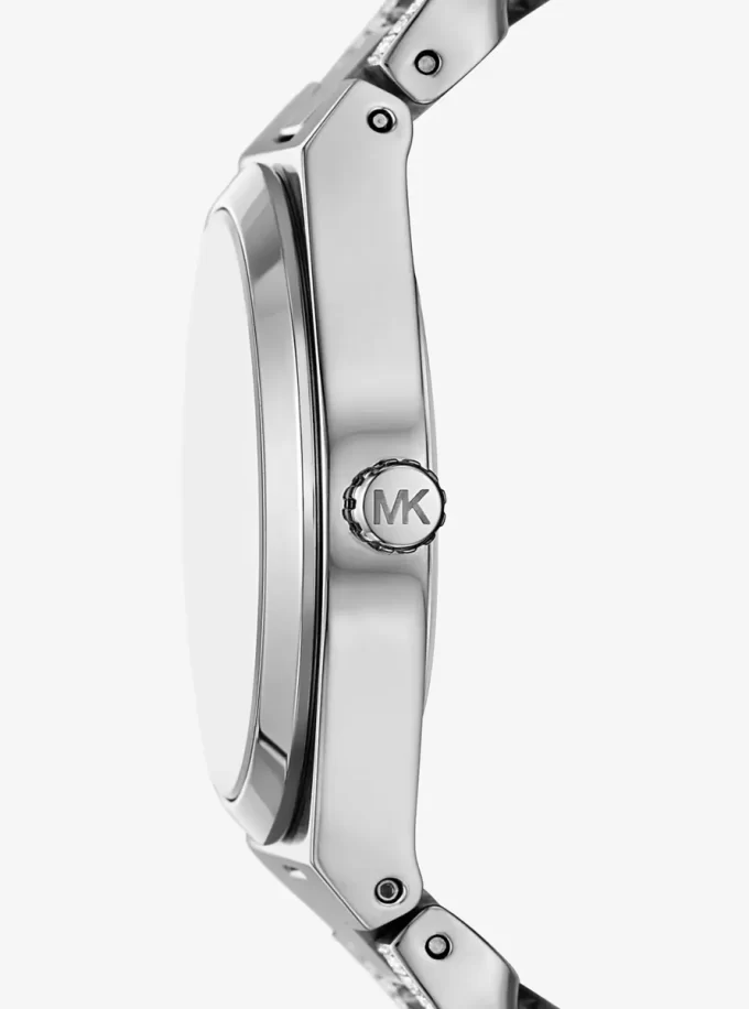 Lennox Pavé Silver-Tone Curb-Link Watch Lennox Pavé Silver-Tone Curb-Link Watch