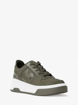 Lexi Embellished Mixed-Media Sneaker