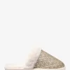 Liddy Metallic Signature Logo and Faux Fur Slipper Liddy Metallic Signature Logo and Faux Fur Slipper