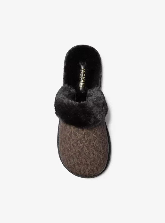 Liddy Signature Logo and Faux Fur Slipper Liddy Signature Logo and Faux Fur Slipper