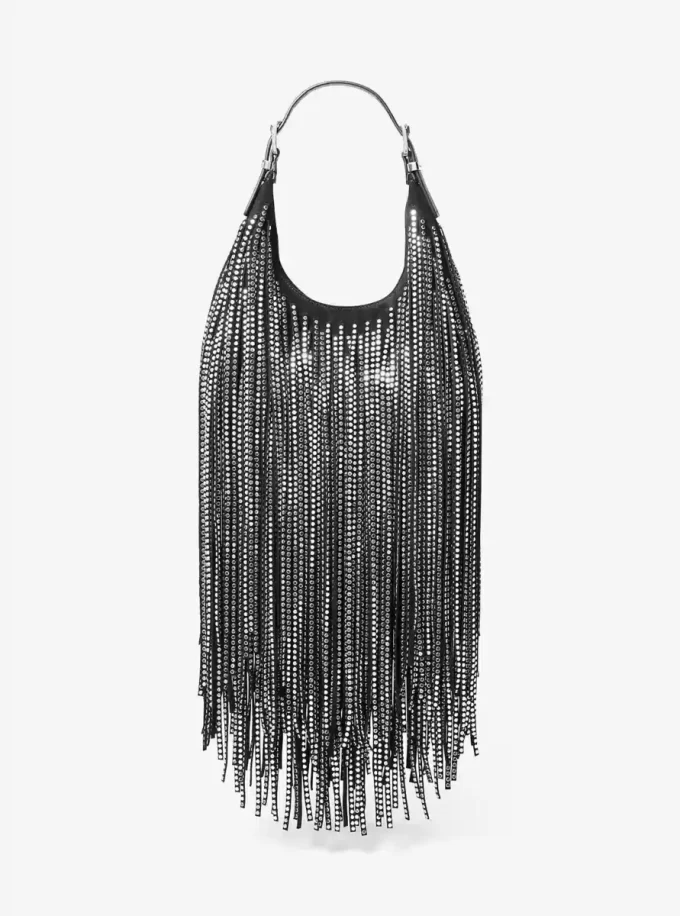 Limited-Edition Nolita Small Studded Fringe Suede Hobo Shoulder Bag Limited-Edition Nolita Small Studded Fringe Suede Hobo Shoulder Bag