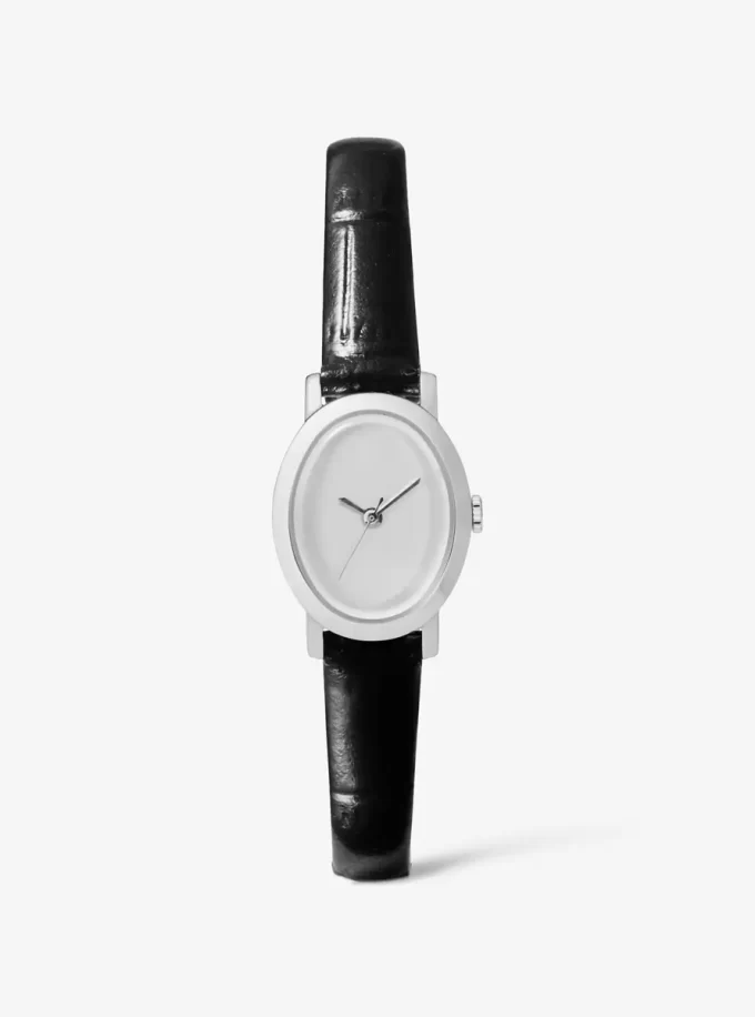 Limited-Edition Petite Maude Silver-Tone and Crocodile Embossed Leather Watch