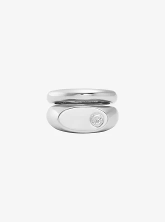 Logo Engraved Double Layered Signet Ring