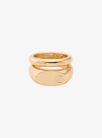Logo Engraved Double Layered Signet Ring