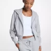Logo Jacquard Cropped Zip-Up Hoodie